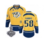 Men's Reebok Nashville Predators #58 Dante Fabbro Premier Gold Home 2017 Stanley Cup Final NHL Jersey