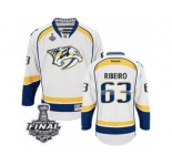 Men's Reebok Nashville Predators #63 Mike Ribeiro Premier White Away 2017 Stanley Cup Final NHL Jersey