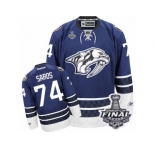 Men's Reebok Nashville Predators #74 Juuse Saros Premier Blue Third 2017 Stanley Cup Final NHL Jersey