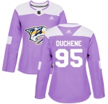 Nashville Predators #95 Matt Duchene Purple Authentic Fights Cancer Women's Stitched Hockey Jersey