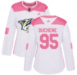Nashville Predators #95 Matt Duchene White Pink Authentic Fashion Women's Stitched Hockey Jersey