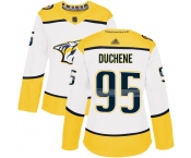 Nashville Predators #95 Matt Duchene White Road Authentic Women's Stitched Hockey Jersey
