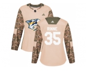 Women Adidas Nashville Predators #35 Pekka Rinne Camo Authentic 2017 Veterans Day Stitched NHL Jersey