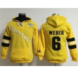 Women Nashville Predators #6 Shea Weber Yellow Old Time Heidi Hoodie NHL Hoodie