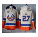 Men's New York Islanders #27 Anders Lee Cream Sawyer Hooded Sweatshirt Stitched NHL Jersey