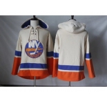 Men's New York Islanders Blank Cream Sawyer Hooded Sweatshirt Stitched NHL Jersey