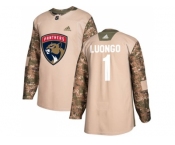 Men Adidas Florida Panthers #1 Roberto Luongo Camo Authentic 2017 Veterans Day Stitched NHL Jersey