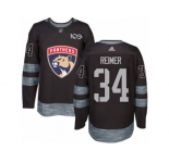 Men's Adidas Florida Panthers #34 James Reimer Authentic Black 1917-2017 100th Anniversary NHL Jersey