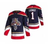 Men's Florida Panthers #1 Roberto Luongo Black 2020-21 Reverse Retro Alternate Hockey Jersey