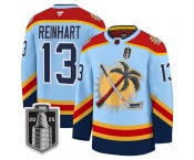 Men's Florida Panthers #13 Sam Reinhart Blue 2025 Stanley Cup Final Premium Stitched NHL Hockey Jersey