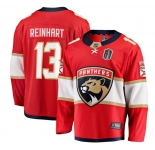 Men's Florida Panthers #13 Sam Reinhart Red 2025 Stanley Cup Final Home Stitched Hockey Jersey