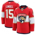 Men's Florida Panthers #15 Anton Lundell Red 2025 Premium Stitched Hockey Jersey