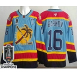 Men's Florida Panthers #16 Aleksander Barkov Blue 2025 Stanley Cup Champions Authentic Jersey