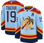 Men's Florida Panthers #19 Matthew Tkachuk Blue 2025 Stanley Cup Final Premium Stitched NHL Hockey Jersey
