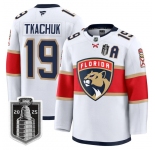 Men's Florida Panthers #19 Matthew Tkachuk White 2025 Stanley Cup Final Premium Stitched NHL Hockey Jersey