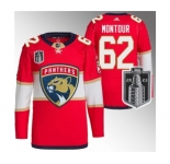 Men's Florida Panthers #62 Brandon Montour Red 2023 Stanley Cup Final Stitched Jersey