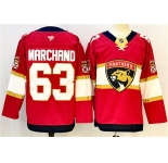 Men's Florida Panthers #63 Brad Marchand Red 2024-25 Home Stitched Hockey Jersey