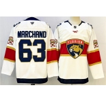 Men's Florida Panthers #63 Brad Marchand White 2024-25 Home Stitched Hockey Jersey