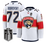 Men's Florida Panthers #72 Sergei Bobrovsky White 2025 Stanley Cup Final Premium Stitched NHL Hockey Jersey