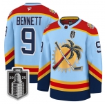 Men's Florida Panthers #9 Sam Bennett Blue 2025 Stanley Cup Final Premium Stitched NHL Hockey Jersey