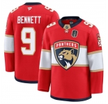 Men's Florida Panthers #9 Sam Bennett Red 2025 Stanley Cup Final Patch Stitched Hockey Jersey