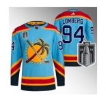 Men's Florida Panthers #94 Ryan Lomberg Blue 2023 Stanley Cup Final Reverse Retro Stitched Jersey