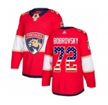 Men's Panthers #72 Sergei Bobrovsky Red Home USA Flag Stitched Hockey Jersey