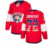 Men's Panthers #72 Sergei Bobrovsky Red Home USA Flag Stitched Hockey Jersey
