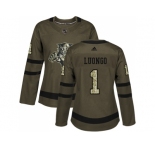 Women Adidas Florida Panthers #1 Roberto Luongo Green Salute to Service Stitched NHL Jersey