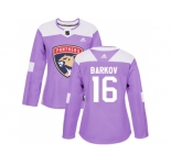 Women Adidas Florida Panthers #16 Aleksander Barkov Purple Authentic Fights Cancer Stitched NHL Jersey