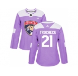 Women Adidas Florida Panthers #21 Vincent Trocheck Purple Authentic Fights Cancer Stitched NHL Jersey