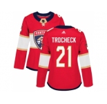 Women Adidas Florida Panthers #21 Vincent Trocheck Red Home Authentic Stitched NHL Jersey