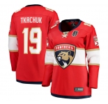Women's Florida Panthers #19 Matthew Tkachuk Red 2025 Stanley Cup Final Home Stitched Hockey Jersey