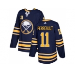Men Adidas Buffalo Sabres #11 Gilbert Perreault Navy Blue Home Authentic Stitched NHL Jersey