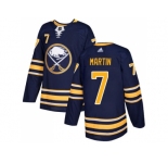 Men Adidas Buffalo Sabres #7 Rick Martin Navy Blue Home Authentic Stitched NHL Jersey