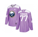 Men Adidas Buffalo Sabres #77 Pierre Turgeon Purple Authentic Fights Cancer Stitched NHL Jersey