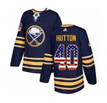 Men's Adidas Buffalo Sabres #40 Carter Hutton Authentic Navy Blue USA Flag Fashion NHL Jersey