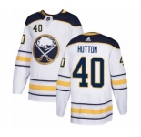 Men's Adidas Buffalo Sabres #40 Carter Hutton Authentic White Away NHL Jersey