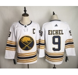 Men's Adidas Buffalo Sabres #9 Jack Eichel Authentic White 50th anniversary  NHL Jersey