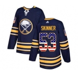Men's Sabres #53 Jeff Skinner Navy Blue Home USA Flag Stitched Hockey Jersey