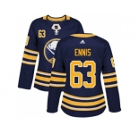 Women Adidas Buffalo Sabres #63 Tyler Ennis Navy Blue Home Authentic Stitched NHL Jersey