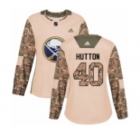 Women's Adidas Buffalo Sabres #40 Carter Hutton Authentic Camo Veterans Day Practice NHL Jersey