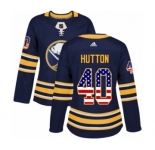 Women's Adidas Buffalo Sabres #40 Carter Hutton Authentic Navy Blue USA Flag Fashion NHL Jersey