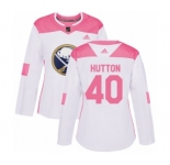 Women's Adidas Buffalo Sabres #40 Carter Hutton Authentic White-Pink Fashion NHL Jersey