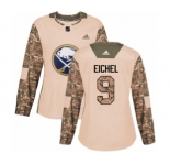 Women's Adidas Buffalo Sabres #9 Jack Eichel Authentic Camo Veterans Day Practice NHL Jersey