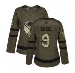 Women's Adidas Buffalo Sabres #9 Jack Eichel Authentic Green Salute to Service NHL Jersey