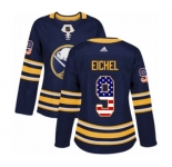 Women's Adidas Buffalo Sabres #9 Jack Eichel Authentic Navy Blue USA Flag Fashion NHL Jersey