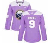 Women's Adidas Buffalo Sabres #9 Jack Eichel Authentic Purple Fights Cancer Practice NHL Jersey