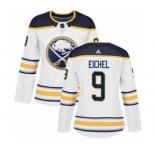 Women's Adidas Buffalo Sabres #9 Jack Eichel Authentic White Away NHL Jersey