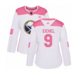 Women's Adidas Buffalo Sabres #9 Jack Eichel Authentic White-Pink Fashion NHL Jersey